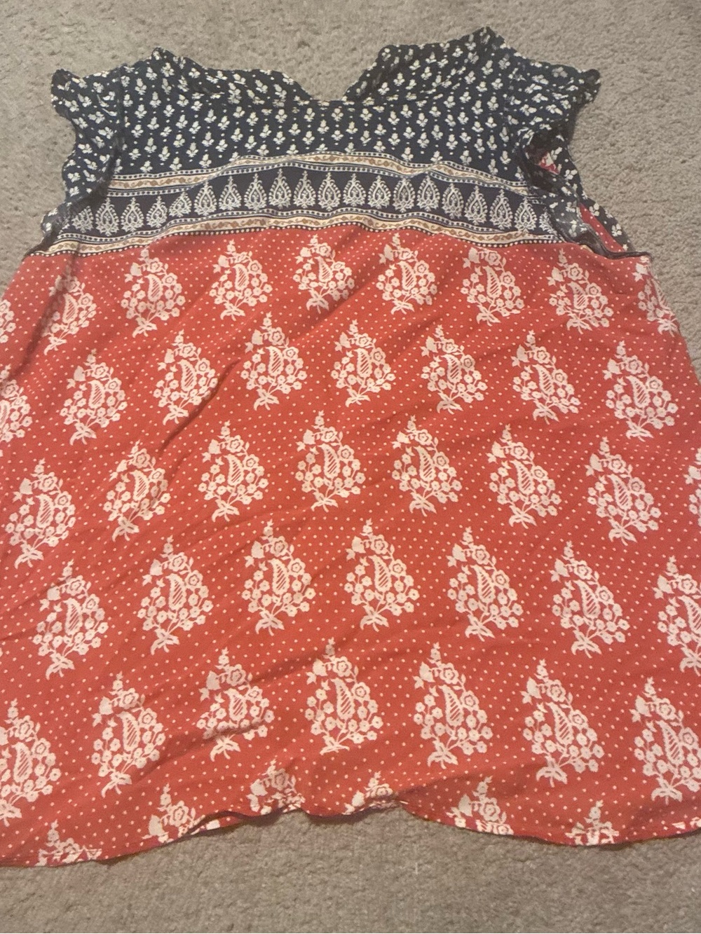 SHEIN Navy and Coral Mixed-Print Sleeveless Camisole